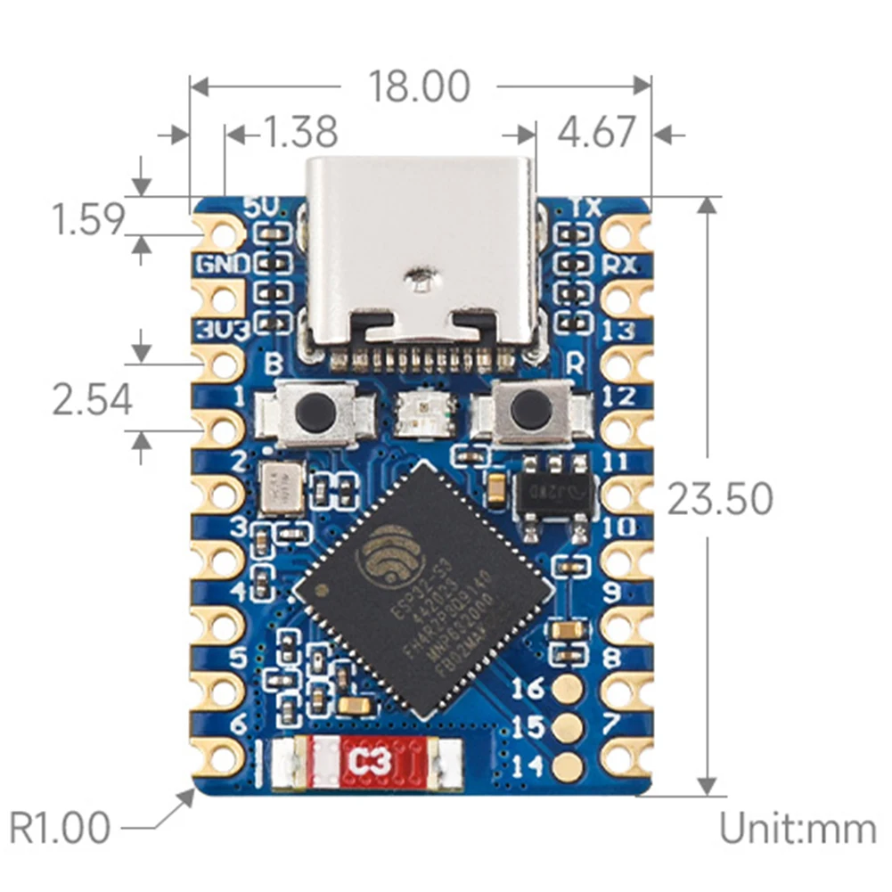 

Мини-плата разработки ESP32-C3-Zero ESP32-S3-Zero ESP32-C3FN4 Одноядерный/ESP32-S3FH4R2 Двухъядерный процессор с поддержкой Wi-Fi 2,4 ГГц и BT 5