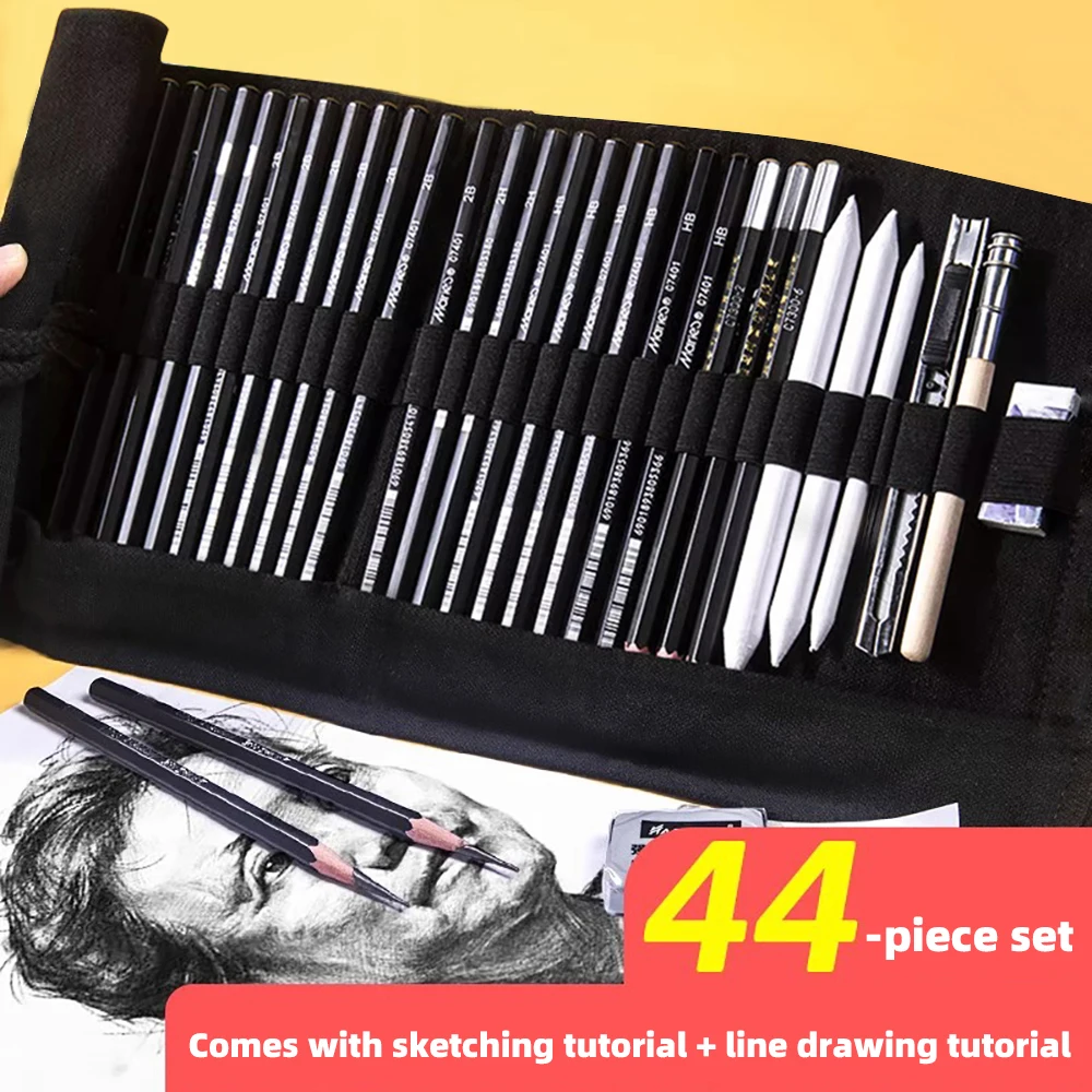 

Professional Artist Sketching Pencil Set Painting Sketch Set with Charcoal Pencils Canvas Bag Drawing Tools for Art Suppliers