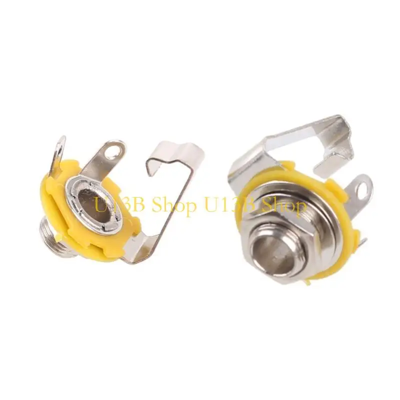 U13B 10Pcs 6.35mm (1/4inch) Female Mono TS Socket Panel Mount Jacks Patch Cables Microphone Connector Adapter