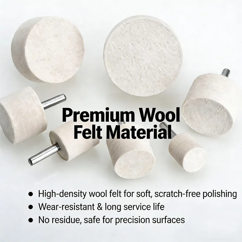 Wool Felt Polishing Head 6mm Shank  Fine Polishing Tool for Metal Jewelry & Glass Wear-Resistant Felt Bob