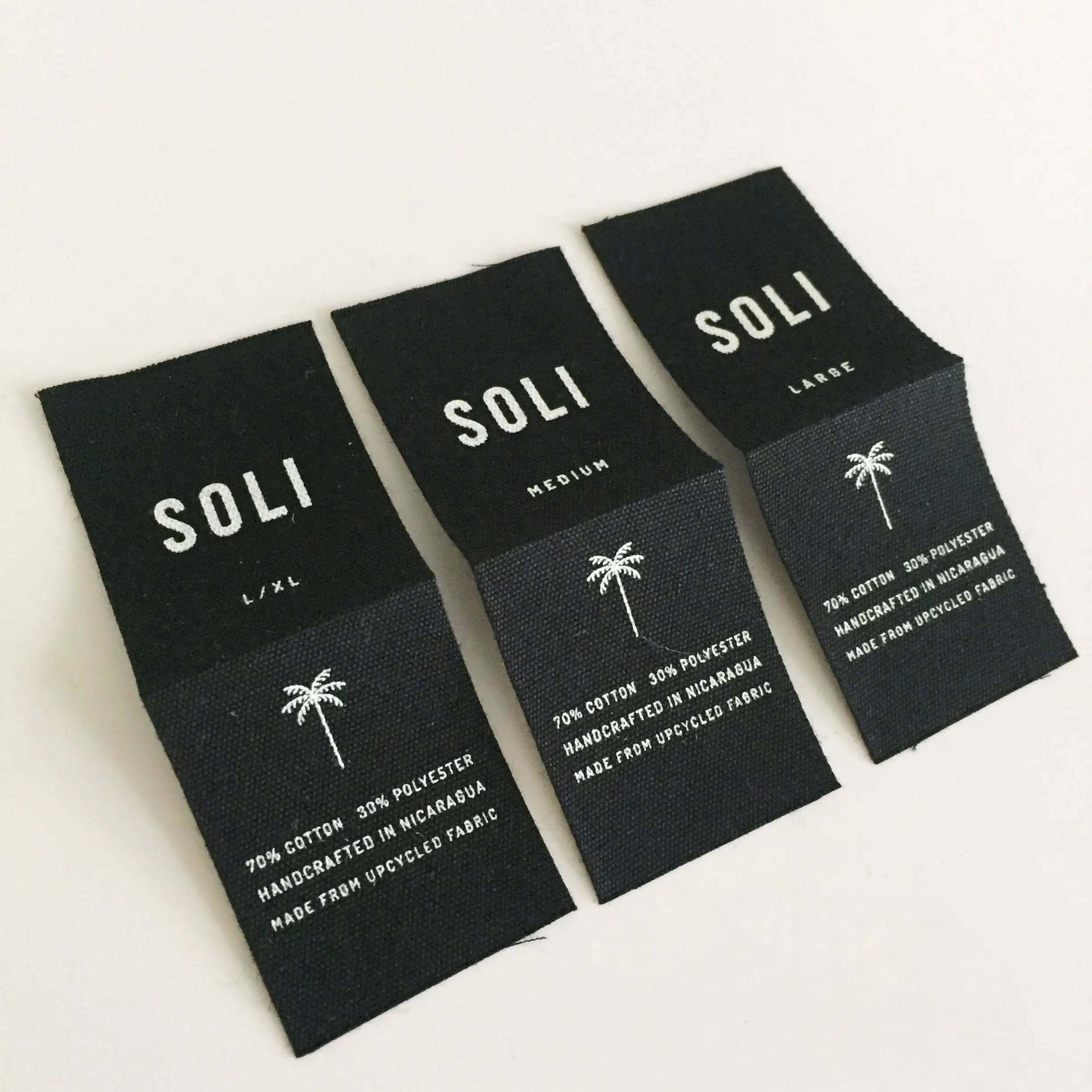 Custom Cotton Garment Label - Washable Pattern Brand Tag (black/White/Beige) Personality customization End Fold Clothing Label