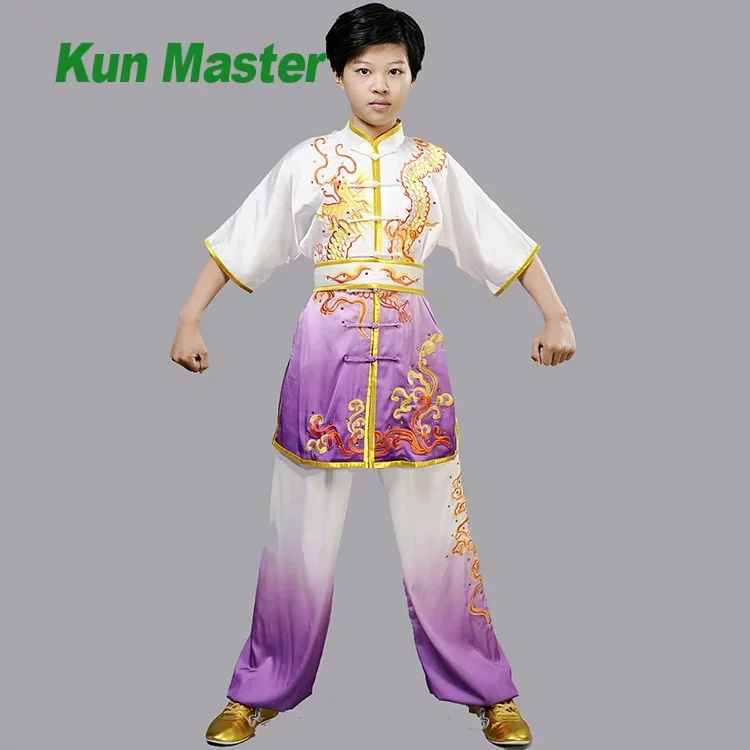 

Custom Made Competition Kung Fu Uniform Tai Chi Wushu Performance Clothing Women Men Child Gradient Embroidery 2024 New Style