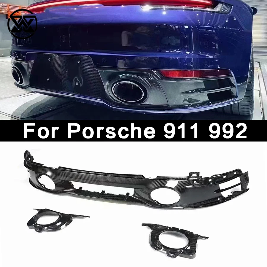 Dry Carbon Fiber Rear Bumper Diffuser Lip Apron Guard Splitter For Porsche 911 992 Car Rear Lip Spoiler Body Kit Accessories