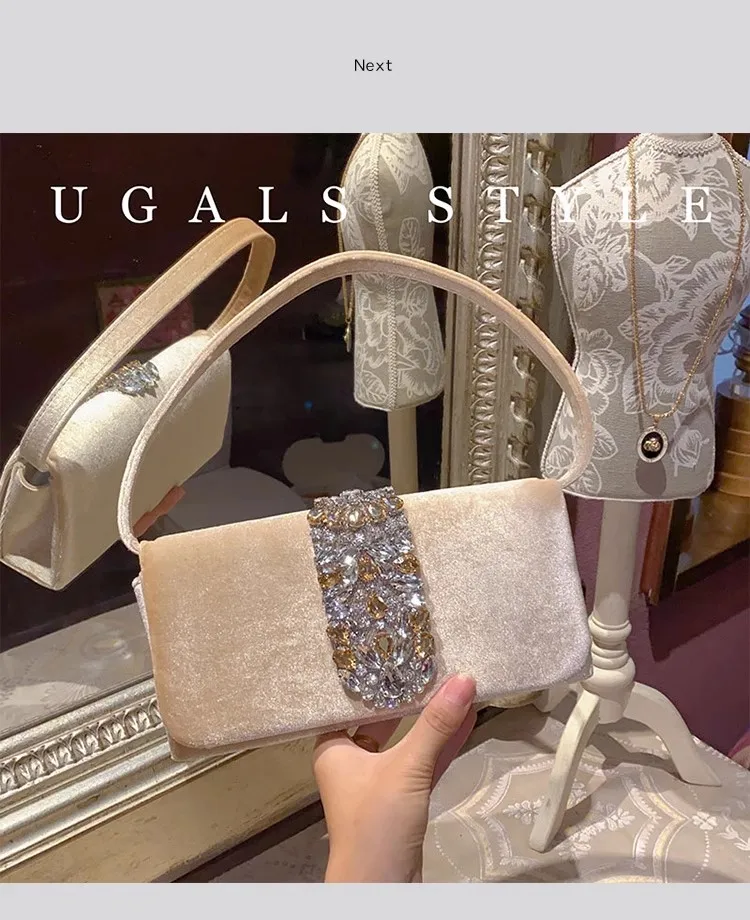 

Fashion Velvet Square Bag Crystal Shiny Rhinestones Diamond Evening Bag Women Handbag Wedding Party Clutch Purse Shoulder Bag