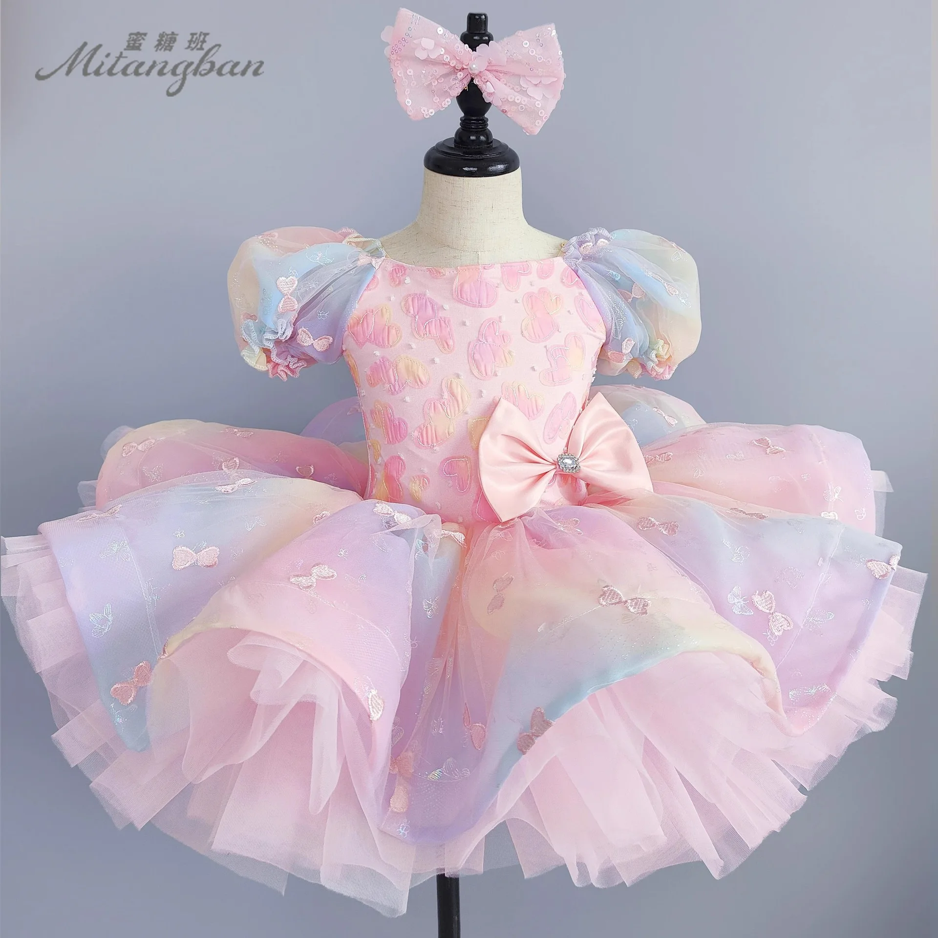 61 children's professional tutu girls performance dress sequins cute fluffy yarn princess dress chorus performance dress
