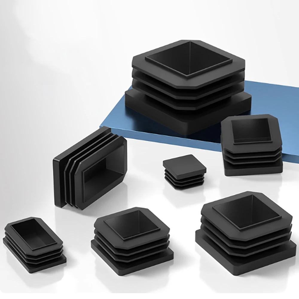 Black PP Plastic Table Chair Foot Cover10*10-100*100mm Square Pipe Plugs Protective Cover Furniture Thickening Leg Pads