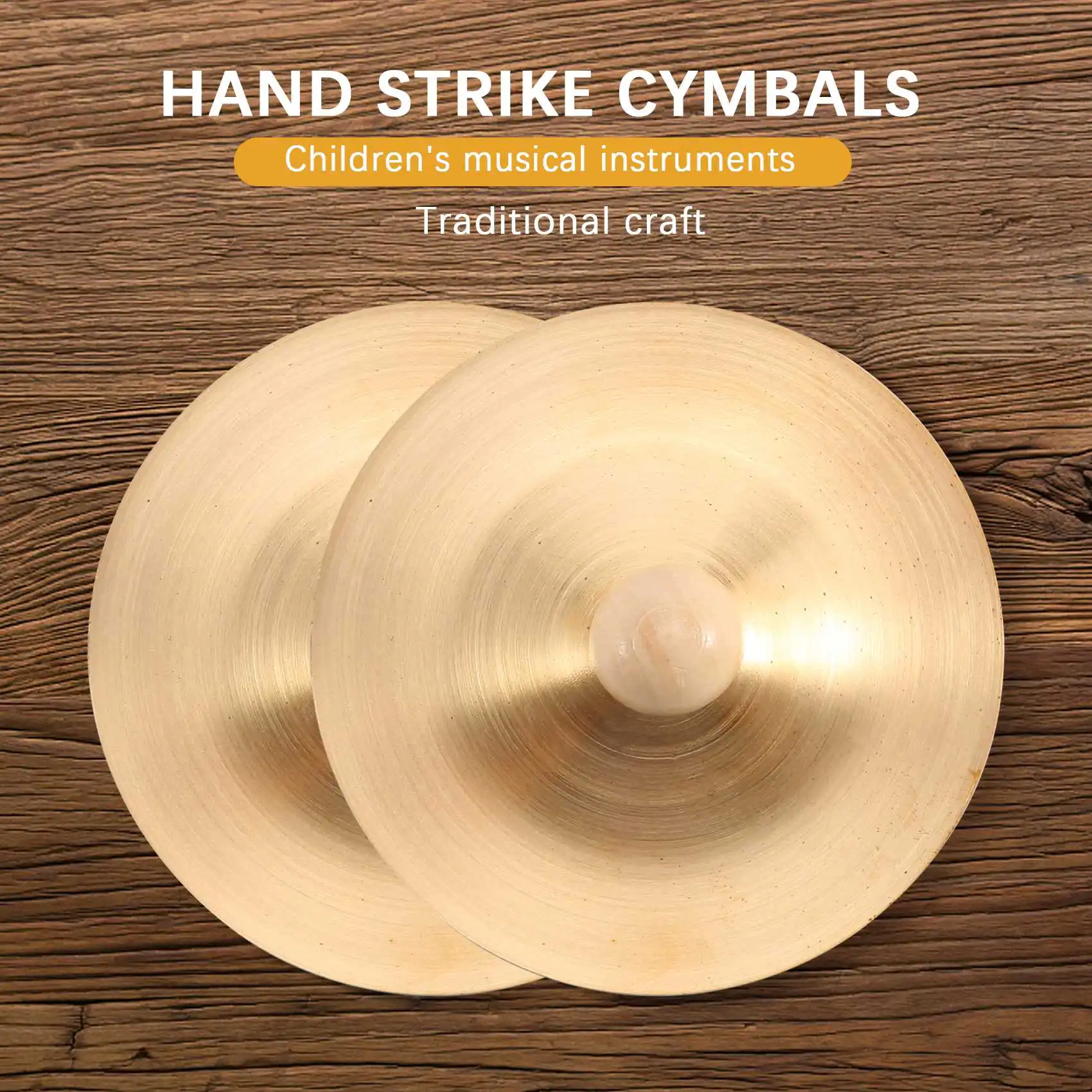 Pratos de cobre de percussão manual para crianças, brinquedos educativos, latão, 9cm, instrumento musical