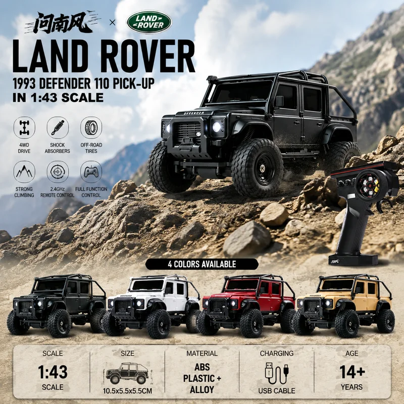 Nouvelle voiture télécommandée Defender110 4x4 de la série Desktop 1/43, modèle tout-terrain modifié à l'échelle réelle, jouet pour garçon