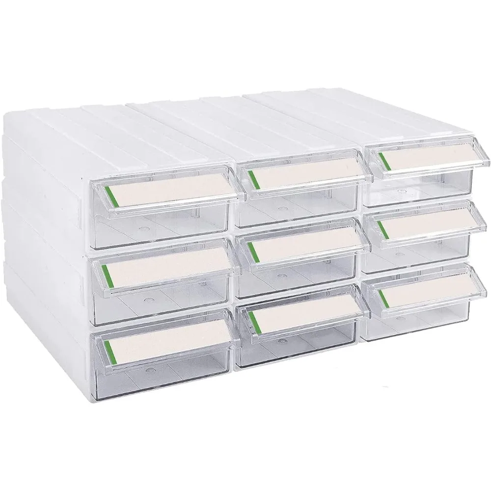 Laugh Cat 9pcs Sewing Craft Storage Box Hardware Craft Drawer Storage Cabinet Plastic Stacking Shelf Divider (9, Clear)