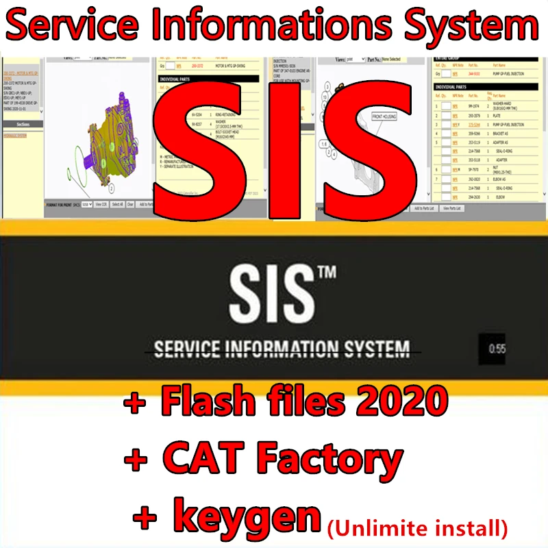 Newest 2021 SIS for Red Cat Service Information System sis + ET Factory Password+ flash files 2020 3in1 with unlimited keygen