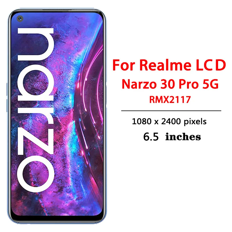 AAA+ For Oppo Realme Narzo 30 4G/5G LCD RMX2156 RMX3242 LCD Display Touch Panel Digitizer For Realme Narzo 30 Pro 5G RMX2117