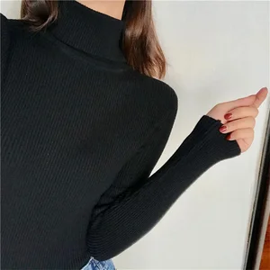 Women's thick mesh, pullover with ribs, long sleeve, high collar, thin, soft, hot, fall, winter 6 Main Winter Sales - №5