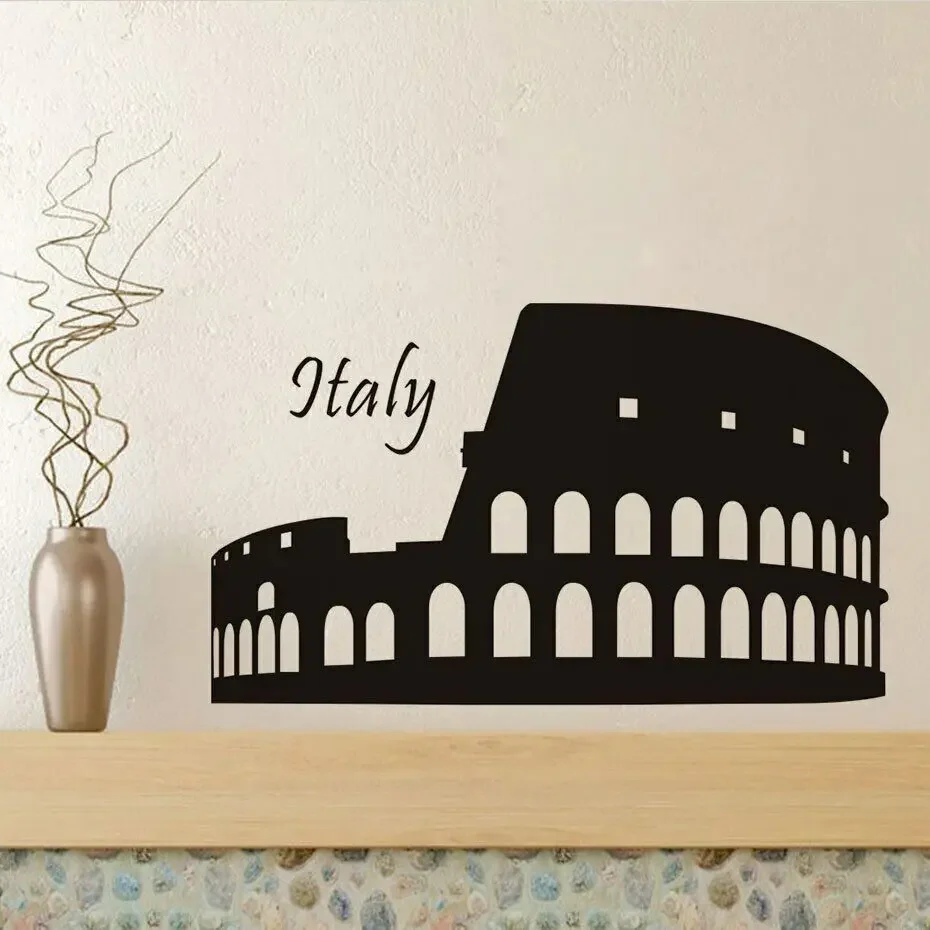 Popular Large Size Diy Italy Colosseum Roman Wall Sticker Vinyl Patterns Living Room Study Room Muursticker Fashion Decorative
