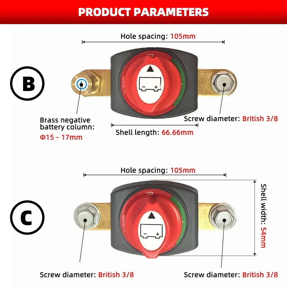12-48V Battery Disconnect Switch, On/Off Battery Isolator Power Cut Master Isolator Circuit Breaker Parts For Car/Rv/Boat