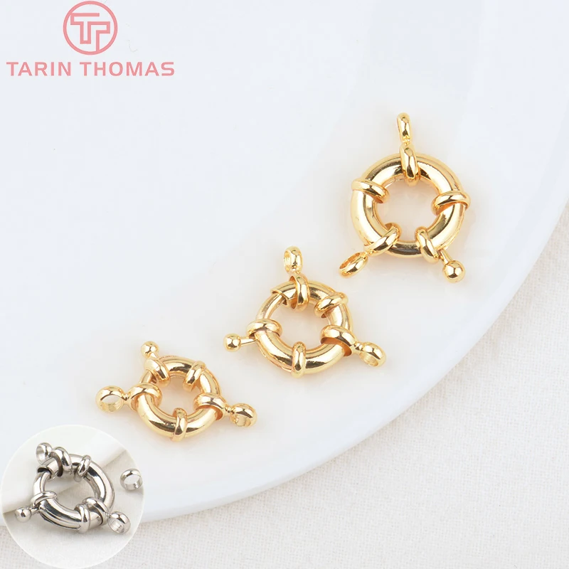 (2751)6PCS 11.5MM 13MM 15MM 21MM 24K Gold Color Brass 2 Holes Charms Bracelet Connector High Quality Diy Jewelry Accessories