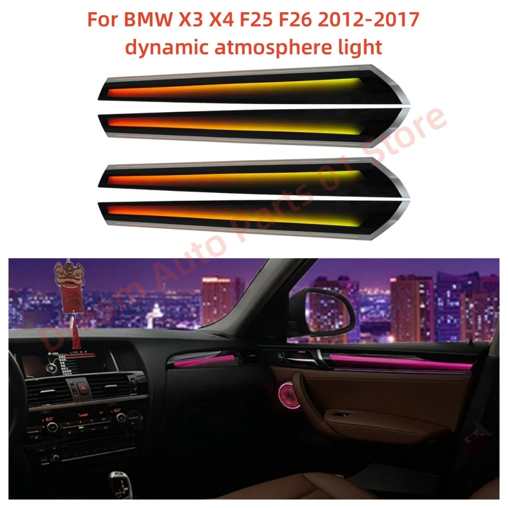 

Для BMW X3 X4 F25 F26 светодиодный атмосферный светильник, обновление автомобильного внутреннего освещения, автомобильные аксессуары, светящаяся накладка, черный ремешок