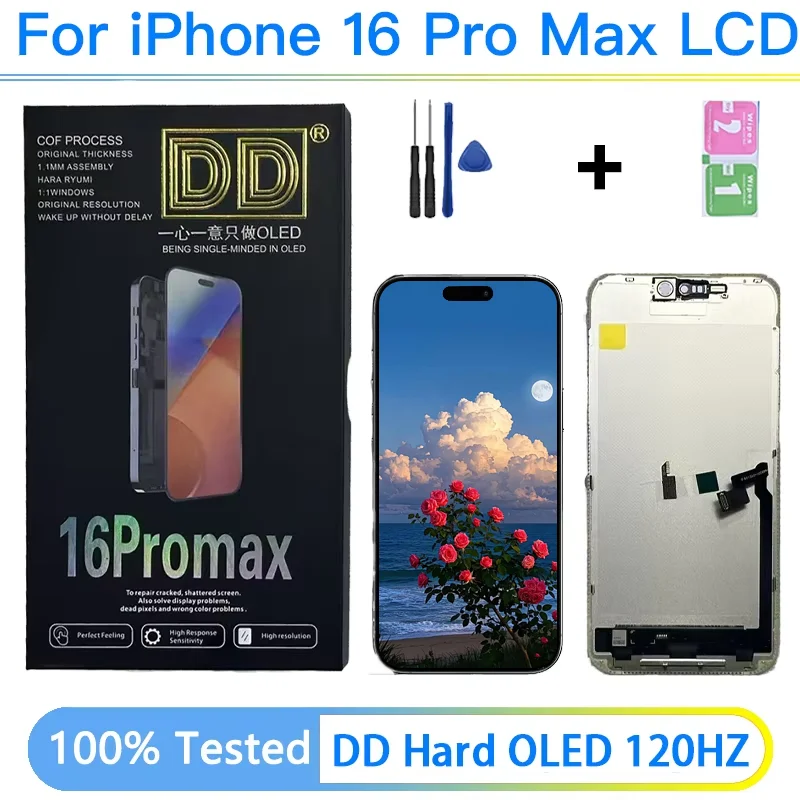 DD Hard OLED 120Hz LCD Display For iPhone 16 Pro Max Display LCD Screen Touch Digitizer Assembly Replacement