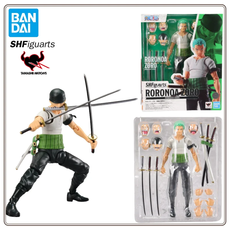 

Stock Bandai Original Anime Figure One Piece S.H.Figuarts RORONOA ZORO -ROMANCE DAWN SHF Action Figurine Toys Model Doll