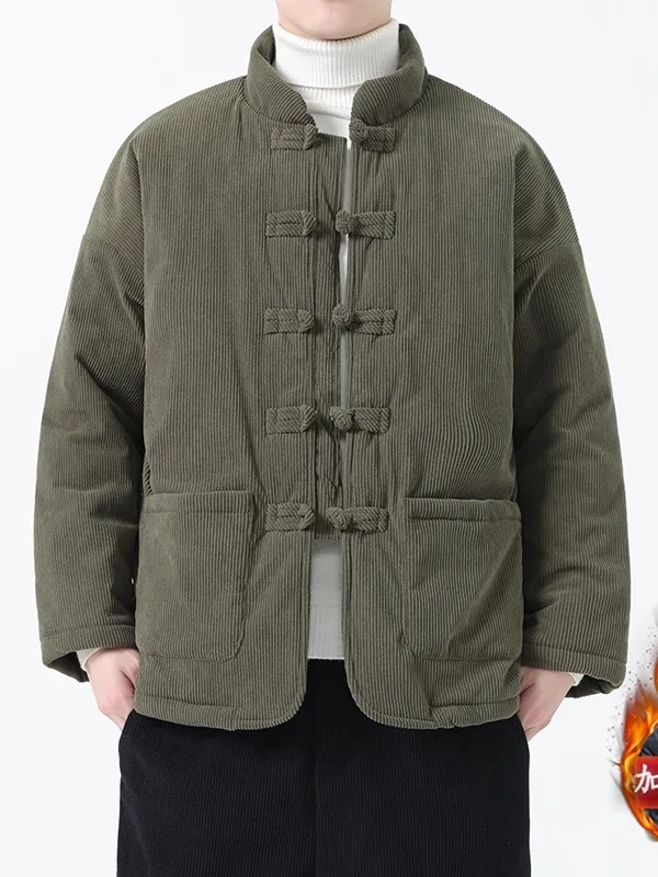 

Thiened Winter Windproof Cotton Jaet Men's Retro Sle New Chinese Tang Costume Large Size Cotton Outerwear Coat