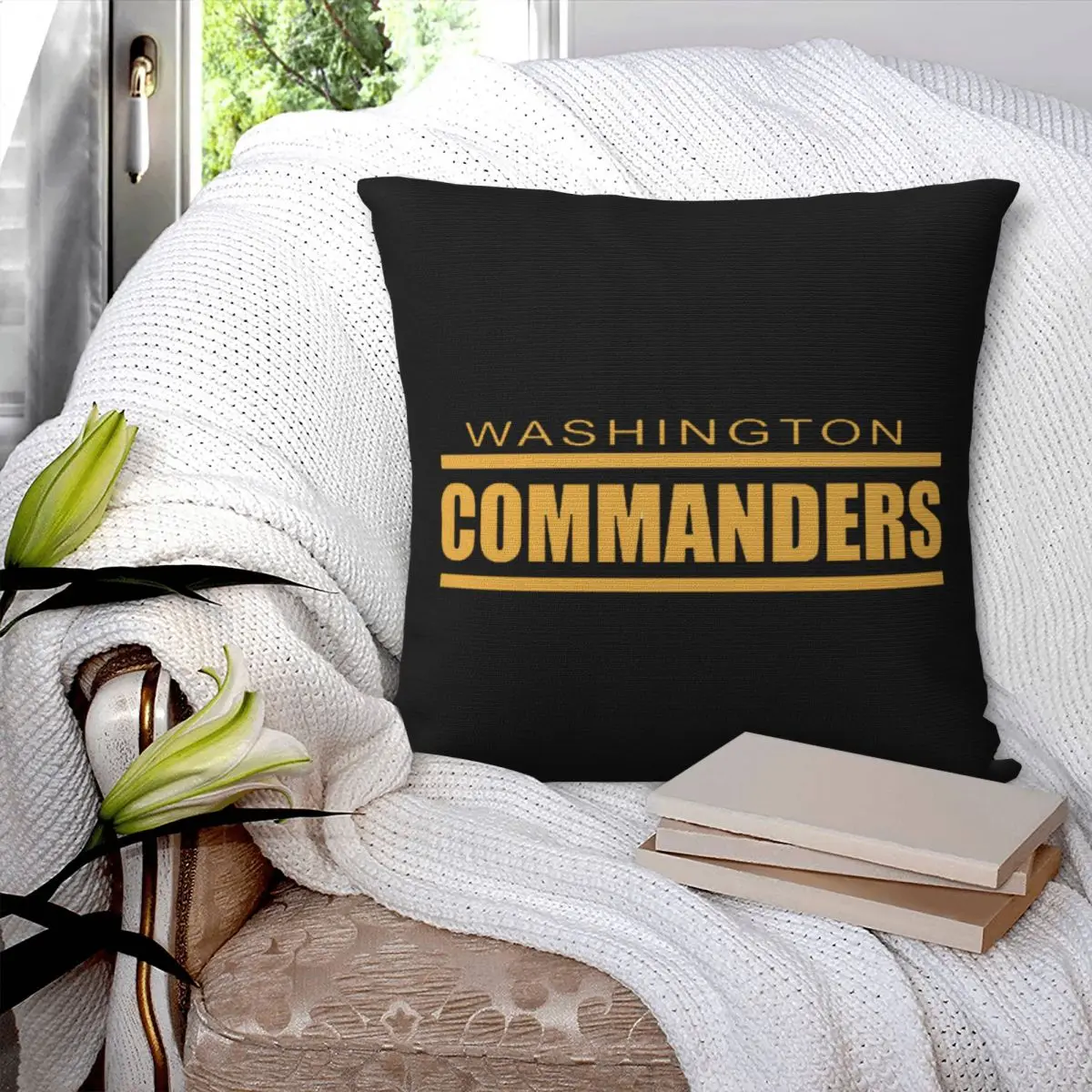 Washington Commanders Square Pillowcase Pillow Cover Polyester Cushion Zip Decorative Comfort Throw Pillow for Home Car