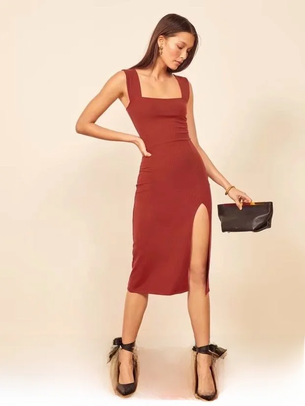 فستان طويل بدون أكتاف بتصميم عتيق ضيق، خصر مطاطي عالي، تنورة على شكل حرف A، بدون أكمام، بألوان باردة، أسلوب الشارع، فستان قطع...