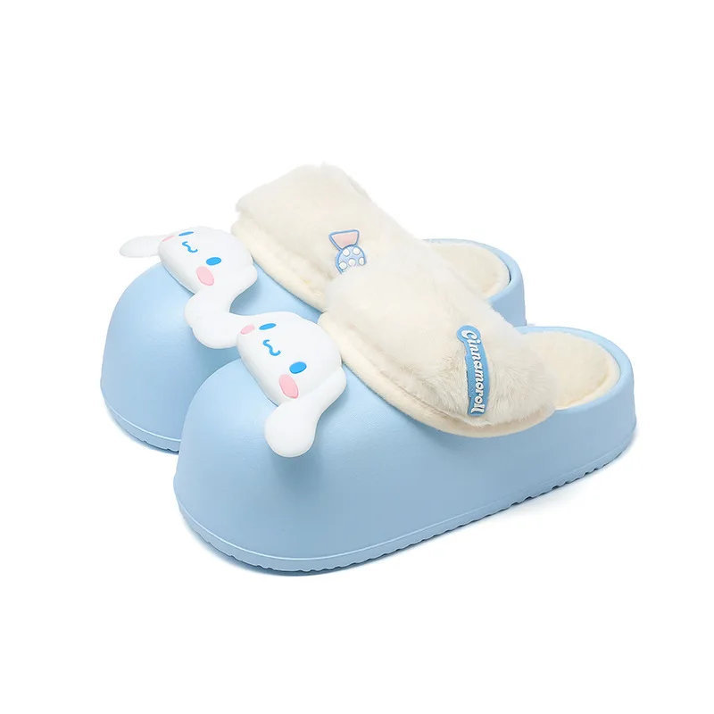 Kawaii Sanrio Kuromi Home Fuzzy Slipper Cartoon Cinnamoroll Yk2 Donna Inverno Peluche Pantofole muslimate Scarpe Basse