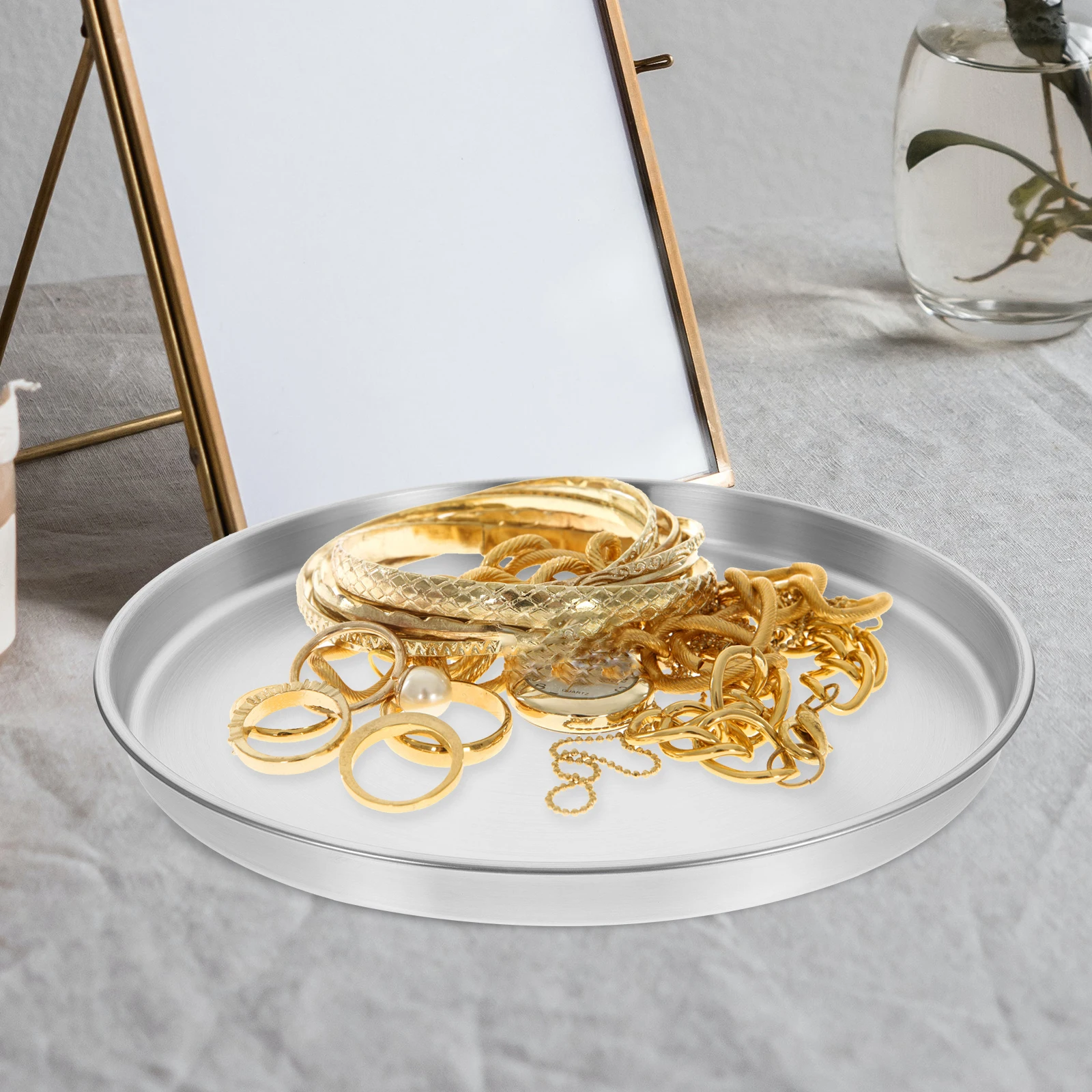 

Stainless Steel Storage Tray Simple Metal Jewelry Holder For Ring Earring Key Organizer Desktop Trinket Dish Home