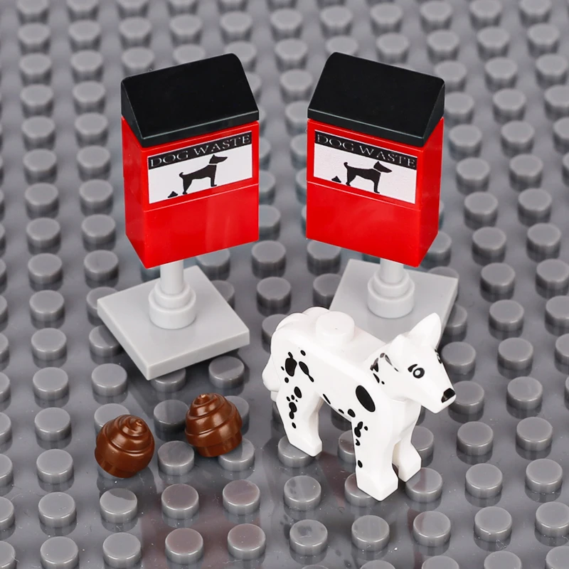 MOC Dog Wast Building Blocks Trash Can ATM Cash Point City Street View Postbox Telephone Booth Bricks Toys Kids Gift