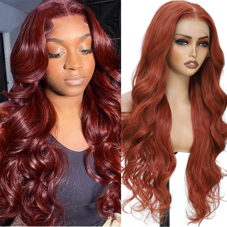 

Burgundy 13x4 Transparent Lace Front Wigs 99J Synthetic Body Wave Lace Front Wigs 30 Inches High Temperature Fiber Cosplay Wigs