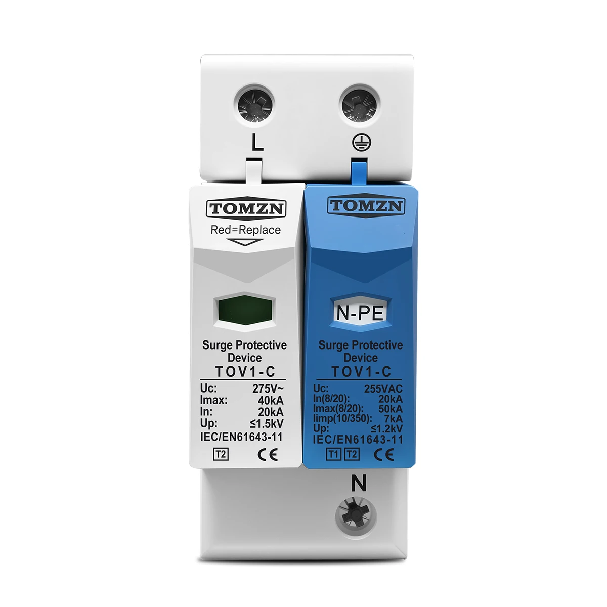 AC SPD 1P+NPE 50kA T2 385V 255V  House Surge Protector Protective Low-voltage  Arrester Device