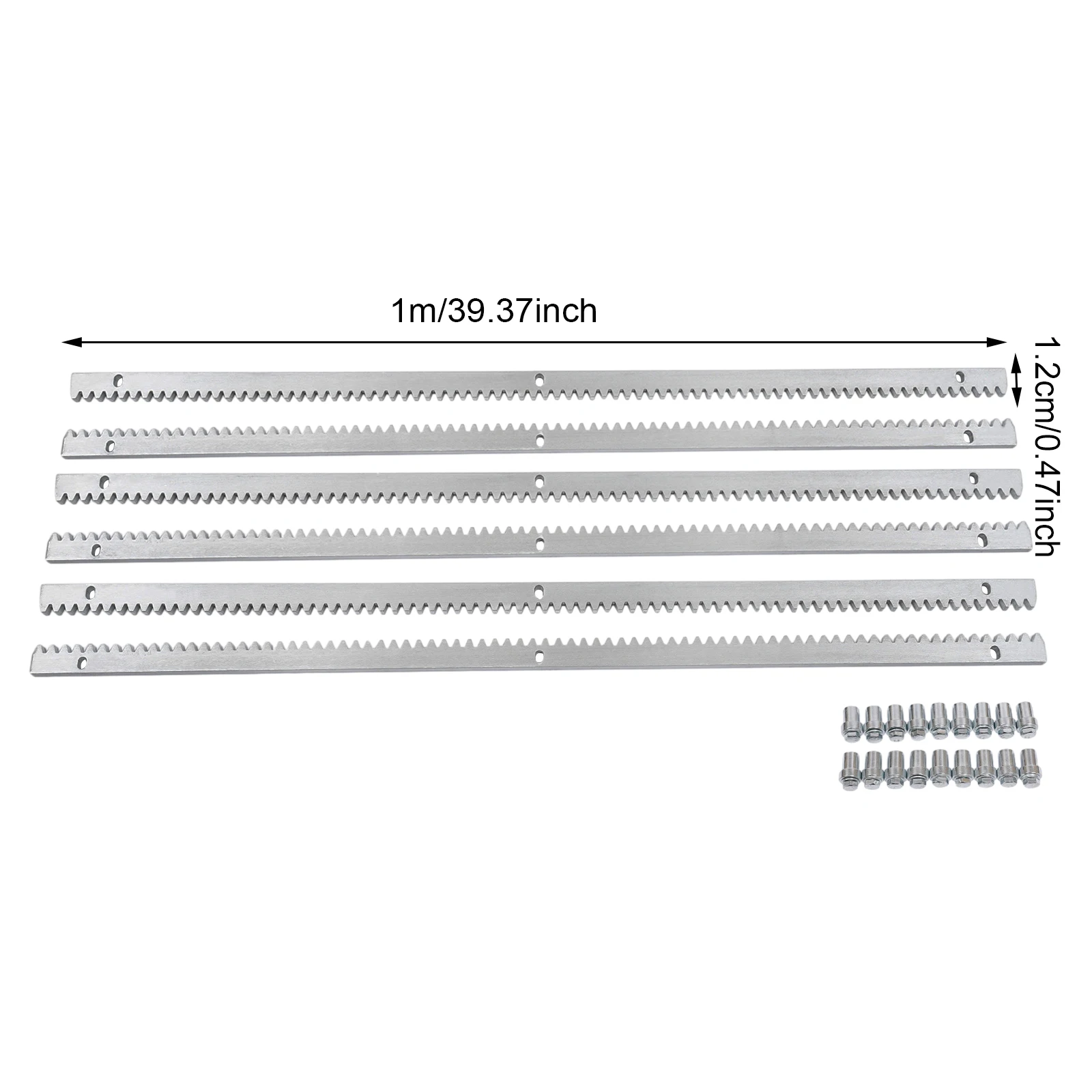 Sliding Door Gear Rack Set - 6 Steel Galvanized Pieces, 19.68ft Total, 4 Module, 0.47in Thick, Fits Most Sliding Door Motors