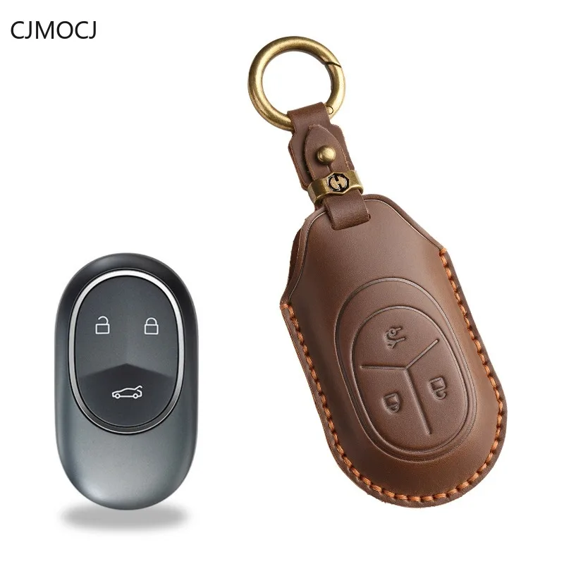 Premium Vintage Genuine Leather Key Cover Case for NIO ET7 / ET5 (2024) - Handmade Protective Key Fob Shell Keybag Keychain