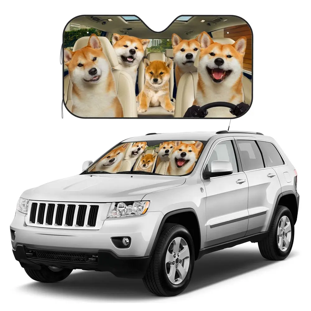 

Shiba Inu Dog Driving Car Interior Front Windshield Sun Shade,Auto Accessories Sunshade for Truck SUV- Blocks Uv Rays Protector