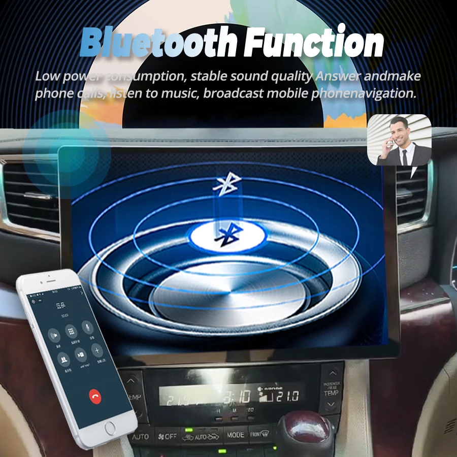 12+256GB 13.3inch Android 14 Screen For Toyota Alphard 20 Series Vellfire A20 2008-2014 Car Radio Player GPS Carplay Navigation