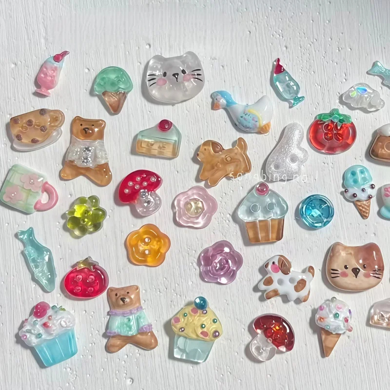 Cute Nail Art Mold Set - Mini Juicer Cup Wings Fish Ice Cream Dog Tea Cup Candlestick Transparent Silicone Molds for Nail Artist