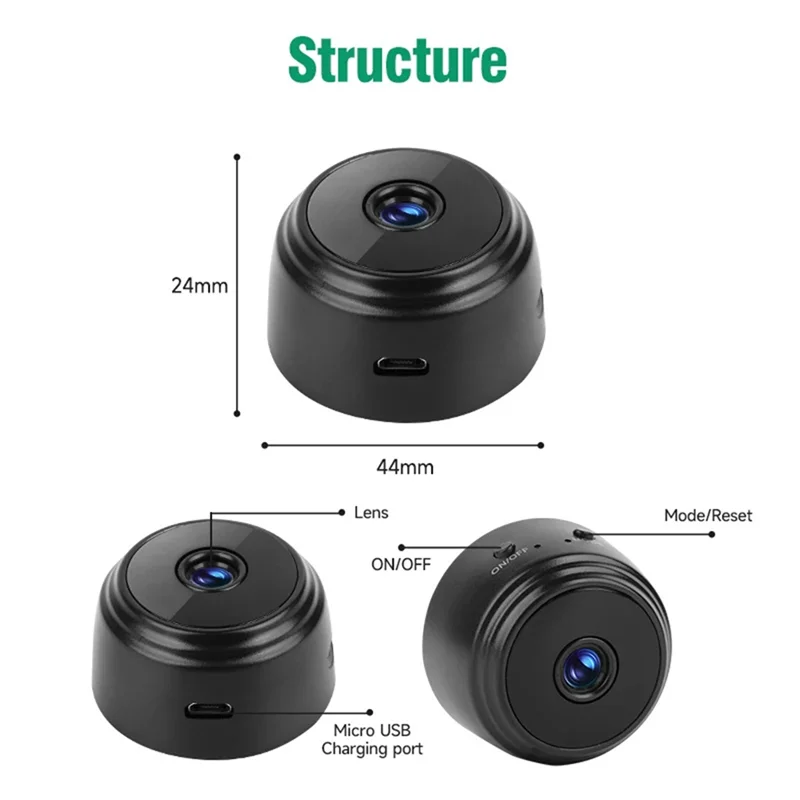 JABS-A9 Mini registratore telecamera Wifi Monitoraggio della sicurezza Videocamera wireless Registratore Telecamera vocale Smart Home per neonati