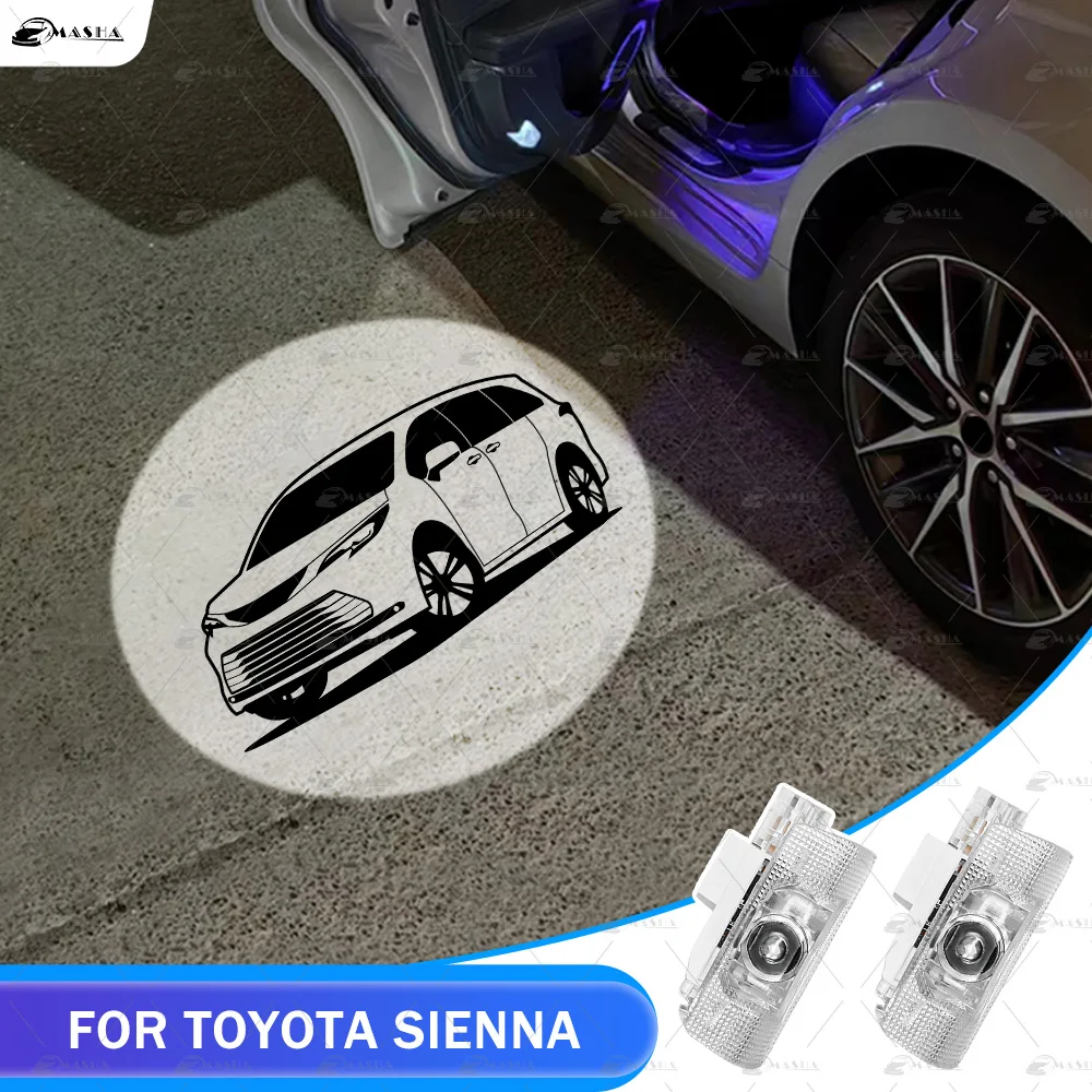 LED Car Door Projector Courtesy Lights Ghost Shadow Welcome Lamp Accessories For Toyota Sienna 2021 2022 2023 2024 Accessories