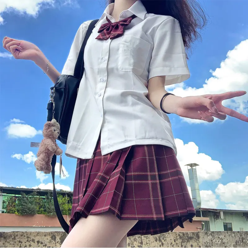 Japanese Fashion School Uniform for Teen School Girl Clothes High Waist Pleated Skirt Sexy 2021 JK Uniforms Anime Seifuku Suit