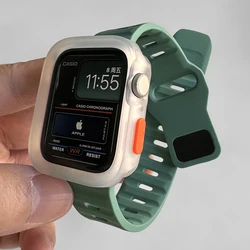 Tpu Case And Silicone Strap for Apple Watch Ultra2 S9 8 7 6 5 4 SE i Watch 49mm 45mm 44mm 41mm 40mm Protective Cover Bracelet