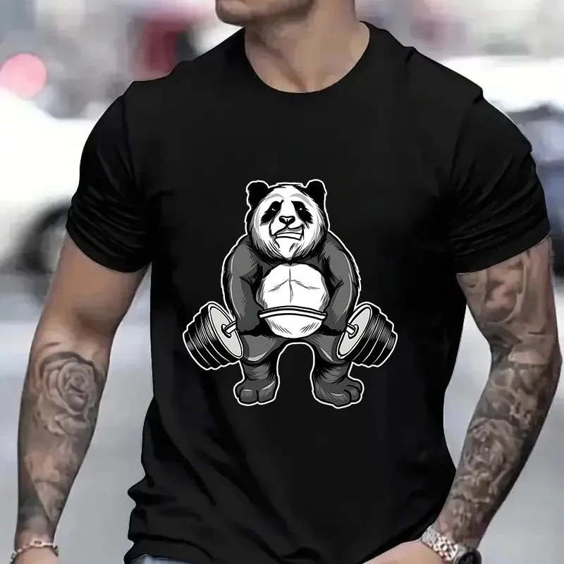 Panda Gym T-Shirts Workout Trainer Print Streetwear Men Women Fashion T Shirt Short Sleeve Clothes Funny Tees Tops Clothing