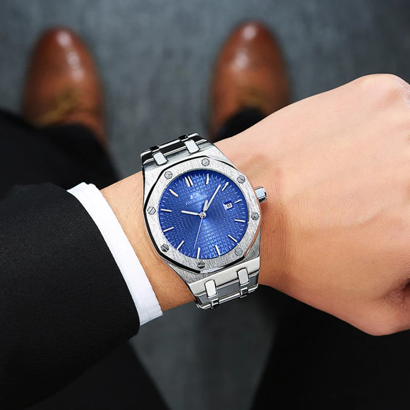 Fashion Fully Automatic Mechanical Watches for Men Calendar Stainless Steel Strap Luxury Brand High Quality Luminous Mens Watch