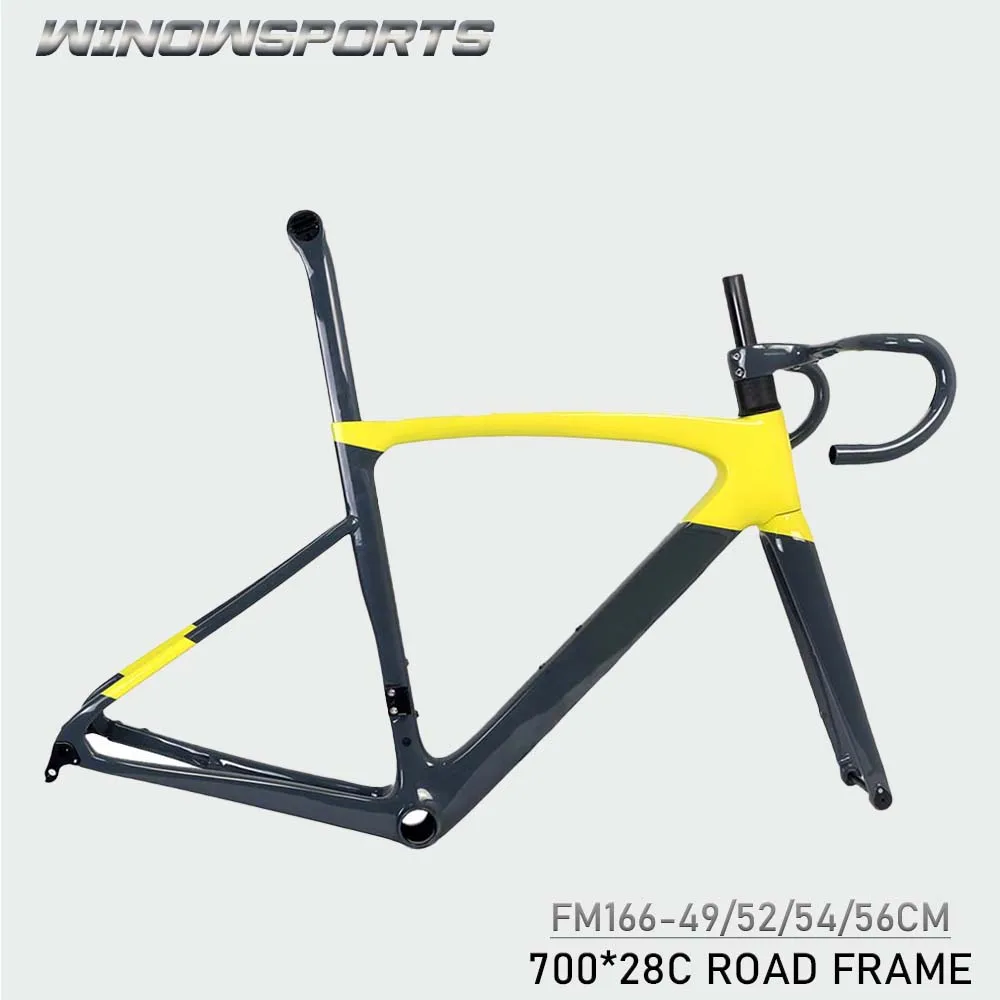 

WInowsports Mold Super Light Carbon Road Bike Frame Racing Bicycle Frameset 28C Disc Brake With Handlebar