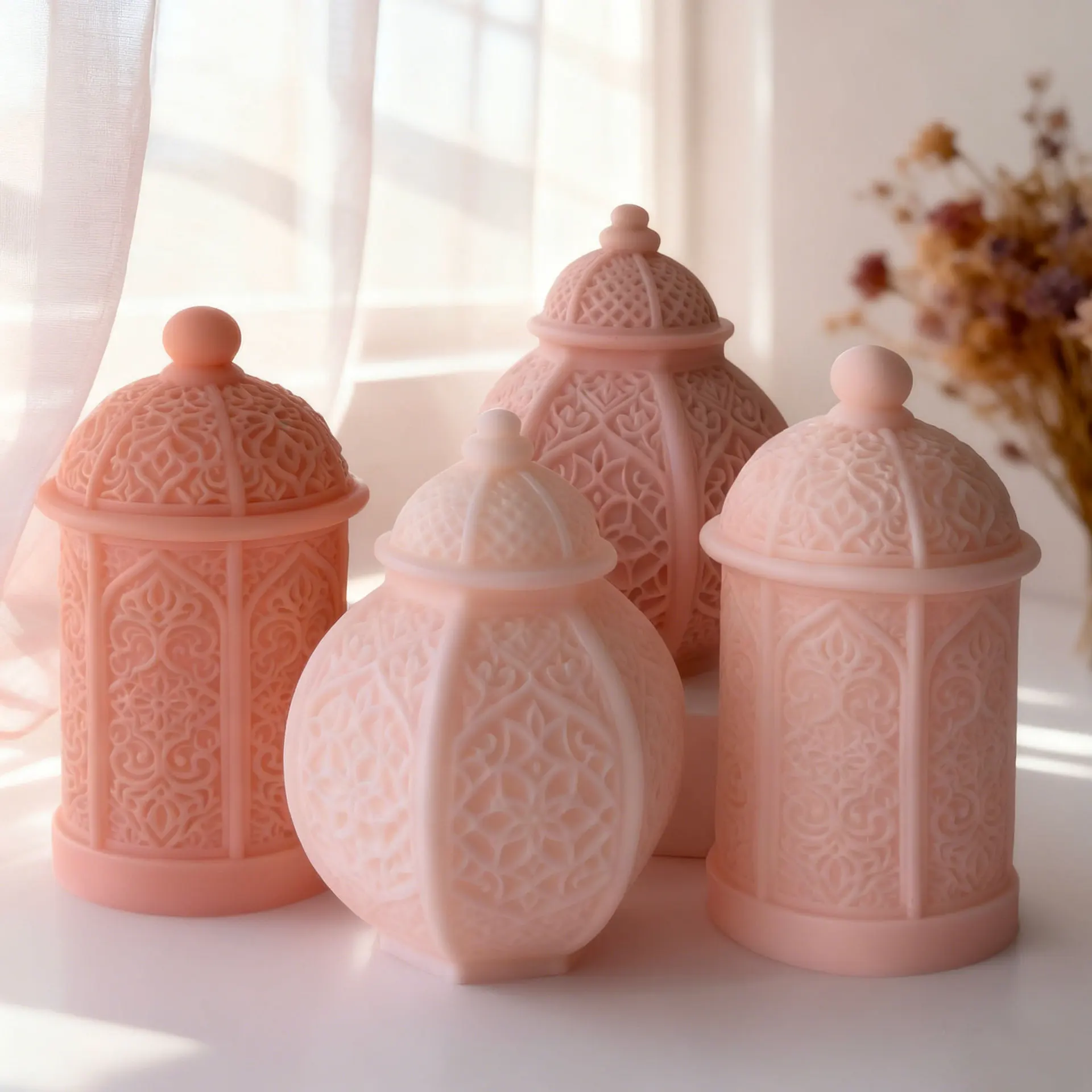DIY Dome Building Silicone Candle Mold Handmade Aroma Plaster Resin Decor Crafts Mold Islam Muslim Building Ramadan Candle Mould