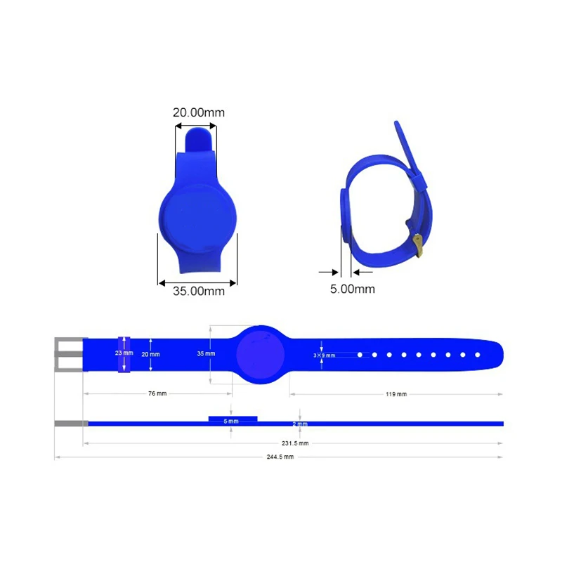 5pcs/Lot 125Khz RFID T5577 EM4305 Silicone Waterproof Proximity Rewritable Smart Adjustable Wristband Bracelet ID Card