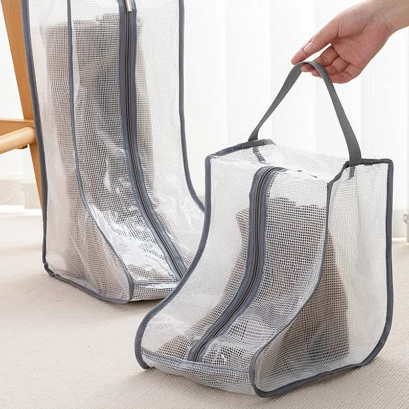 Shoes Dust Cover Mesh Transparent Shoe and Boot Storage Bag with Zipper Portable Travel Dust Organizer Protector Bag
