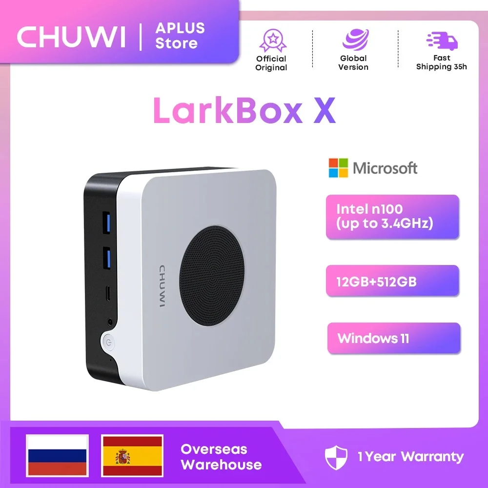 CHUWI LarkBox X Mini PC Intel N100(up to 3.4GHz) 512GB SSD 12GB RAM WiFi 6 HDMI Windows 11 4K UHD Output Mini Desktop Computer