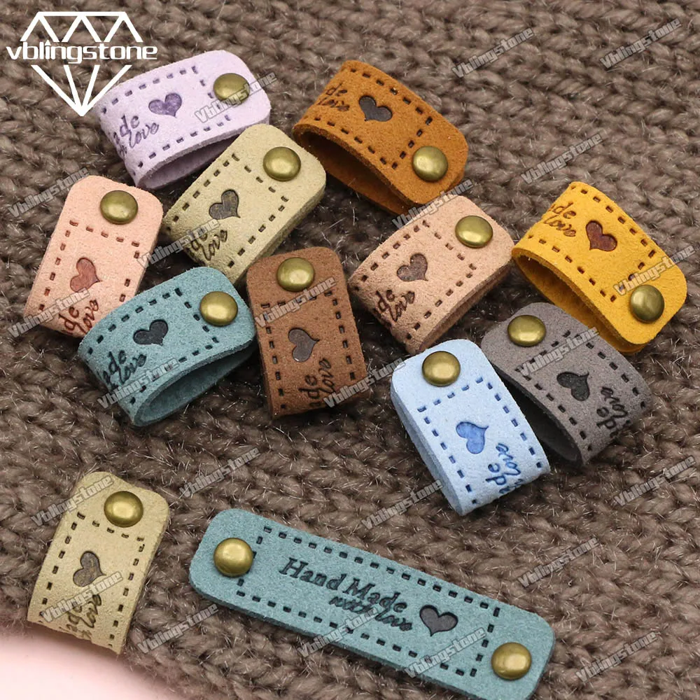 20Pcs 56*15MM Cloth Handmade Label Embossed Tags for Clothes Flag Label Metal Spikes Garment Sewing Accessories