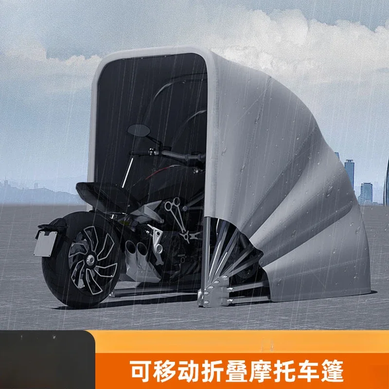 

Semi-automatic push-pull motorcycle shed folding garage