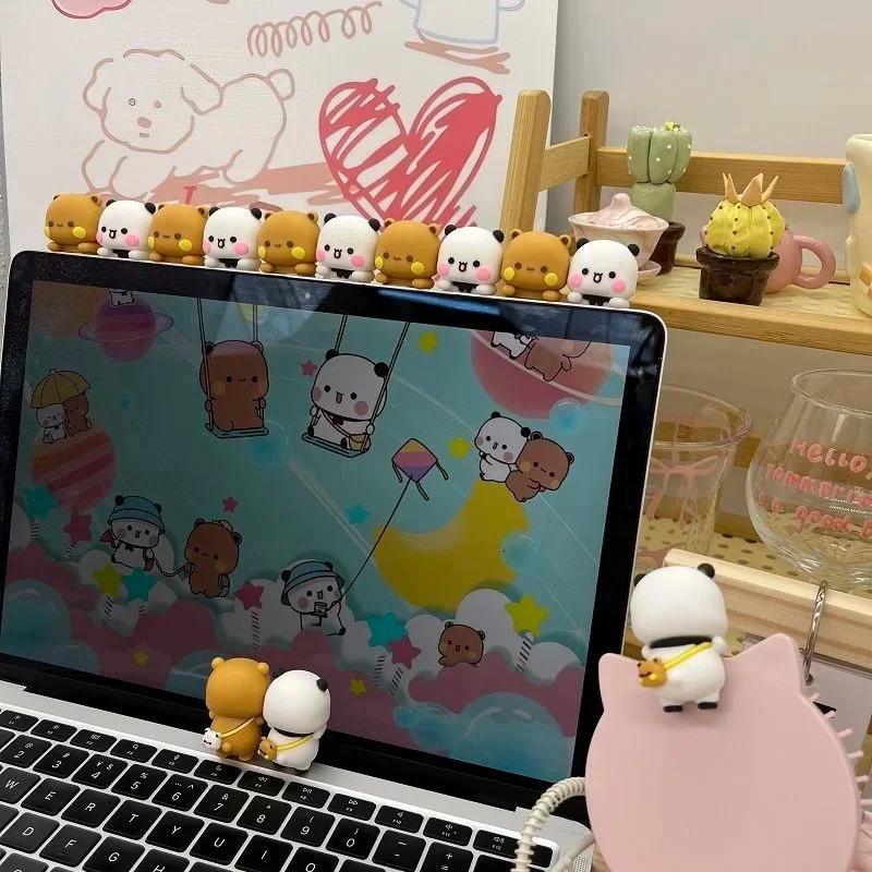 2 pezzi nuovo panda bubu e dudu bambola giocattolo simpatico cartone animato panda orso bambola schermo di visualizzazione del telefono cellulare bambola decorativa regali di coppia