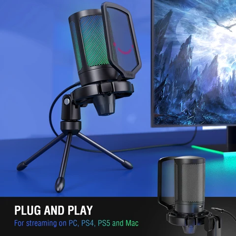FIFINE RGB USB игровой микрофон с подсветкой и высоким качеством звука — пример использования